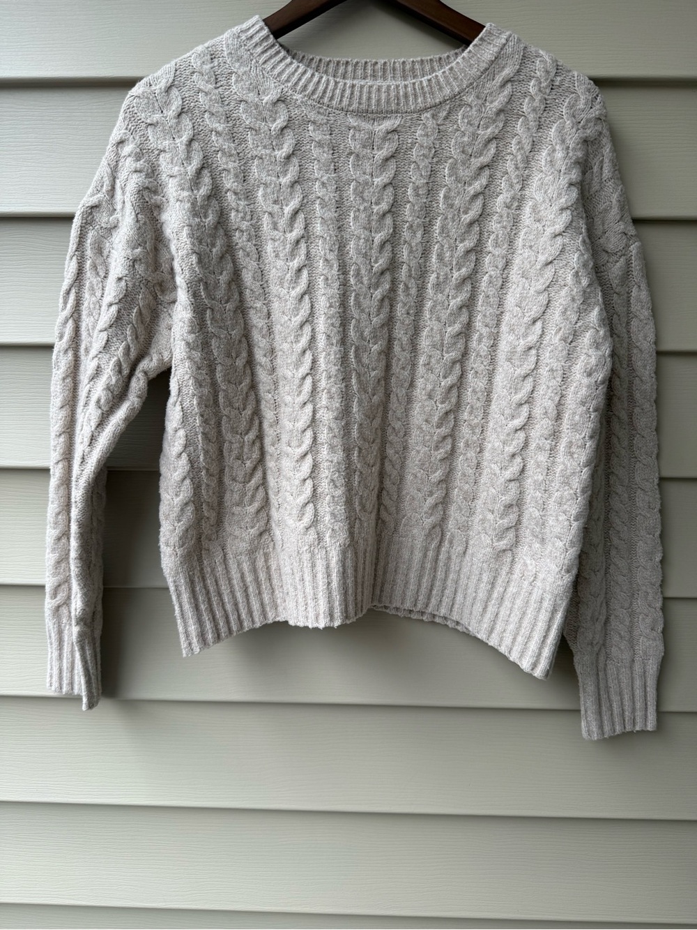 Joie Cable Knit Sweater Small Oatmeal Beige Crewneck Cozy Pullover